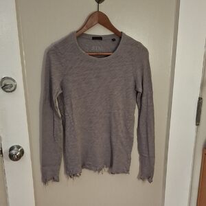 ATM Long Sleeve Gray Top With Raw Edge Detail_1